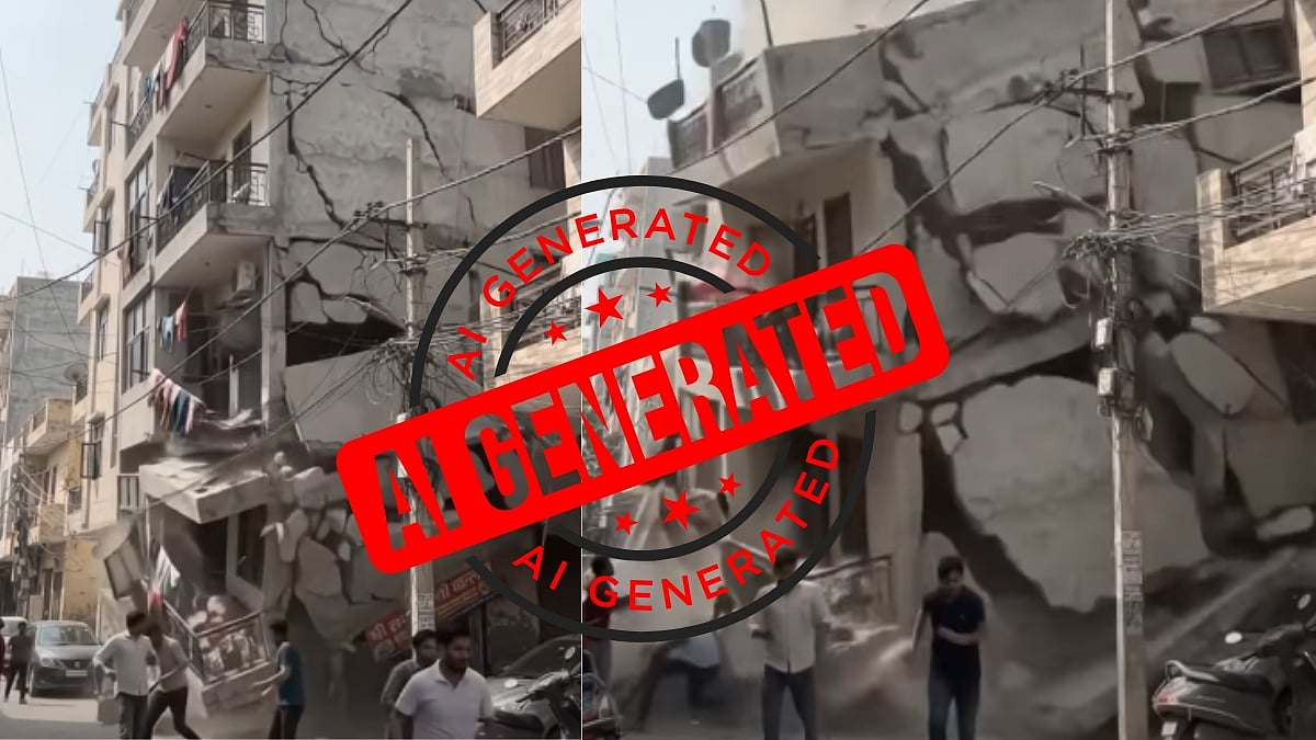 Fact Check: Viral Video Showing People Fleeing As Delhi PG Building Collapses Is AI-Generated