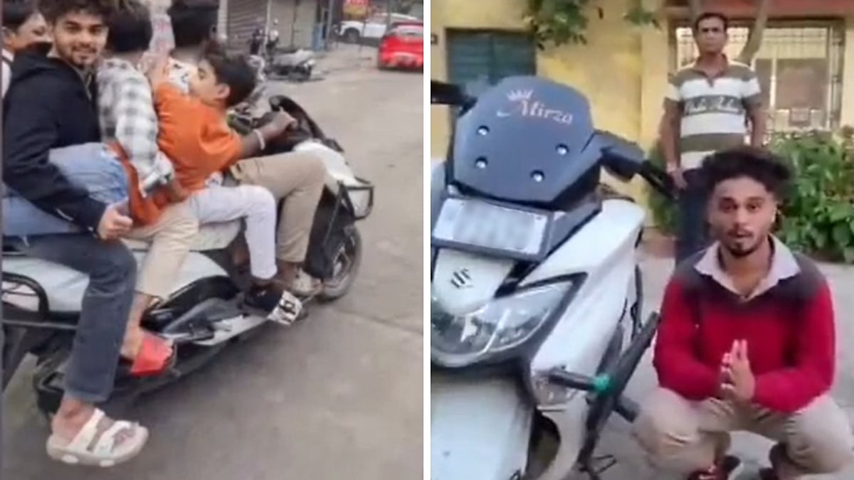 Chhatrapati Sambhajinagar Viral Video: 5 Ride One Scooter For Risky Instagram Reel; Rider Apologises After Case Filed