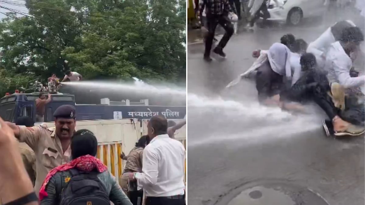 Bhopal Intern Doctors’ Protest: Police Use Water Cannons To Stop March Towards CM Residence; Protestors Demand Stipend Hike | VIDEO 
