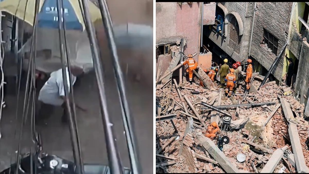 Delhi PG Building Collapse CCTV: Dramatic Footage Shows 5-Storey Building Crashing Down In Satya Niketan, 6 Dead So Far