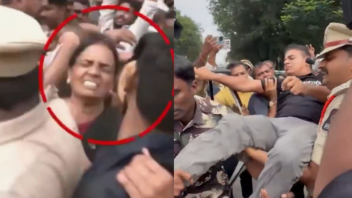 High Voltage Drama Unfolds Outside Telangana Assembly As BRS Leaders KTR, Female MLAs Dragged By Police - VIDEO