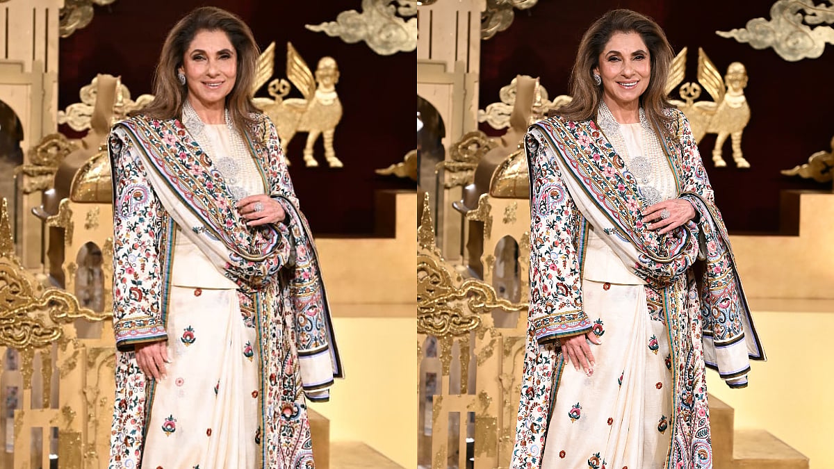Dimple Kapadia Proves Maximalism Is Back As Abu Jani Sandeep Khosla Icon In Dreamy Saree-Inpired Couture