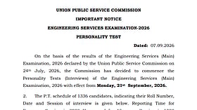 UPSC releases ESE 2026 personality test schedule for 1,336 candidates starting September 21