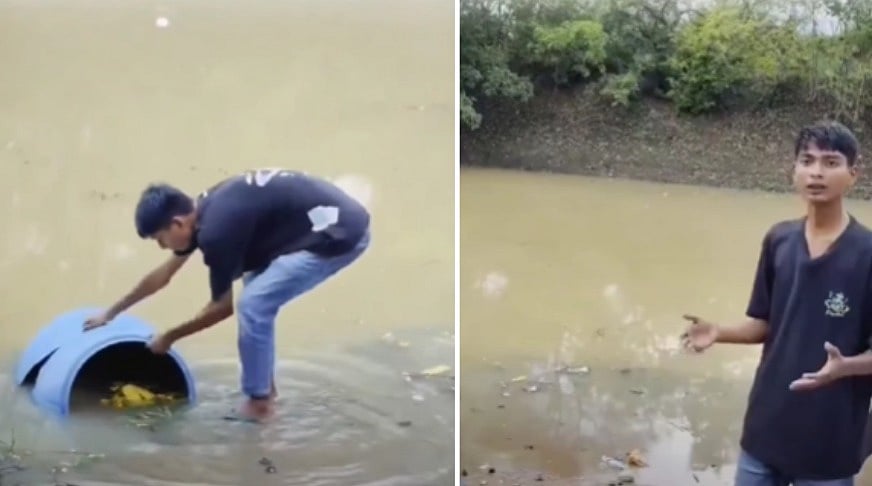 MP Influencer 'Bittu Tabahi' Appeals To People To Keep River Clean After Waste Drum Seen Thrown Into Water | VIDEO