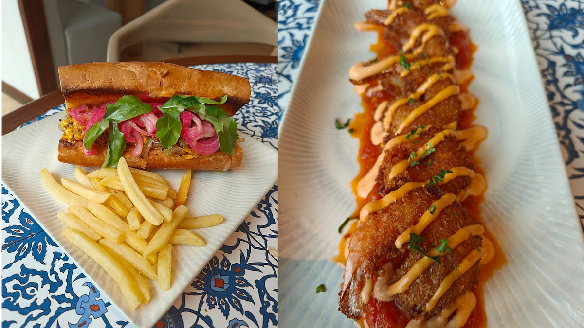 Pulled Lamb Leg Sandwich and Crispy Prawns & Matbucha