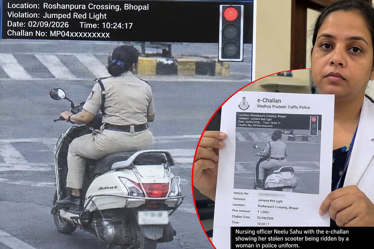 Bhopal Nursing Officer’s Stolen Scooter Spotted In E-Challan Photo, Woman In Police Uniform Seen Riding It