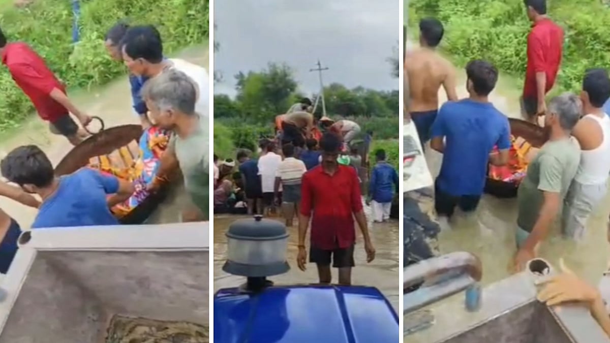 Body Ferried Across Overflowing Drain In Iron Cauldron For Last Rites In MP's Morena