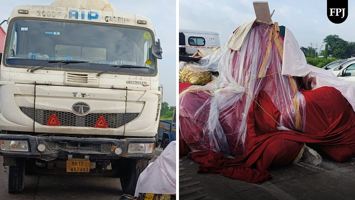 Mumbai-Pune Expressway Accident: Cement Tanker Rams Into Ganesh Idol Vehicle, 4 Injured; Photos Surface