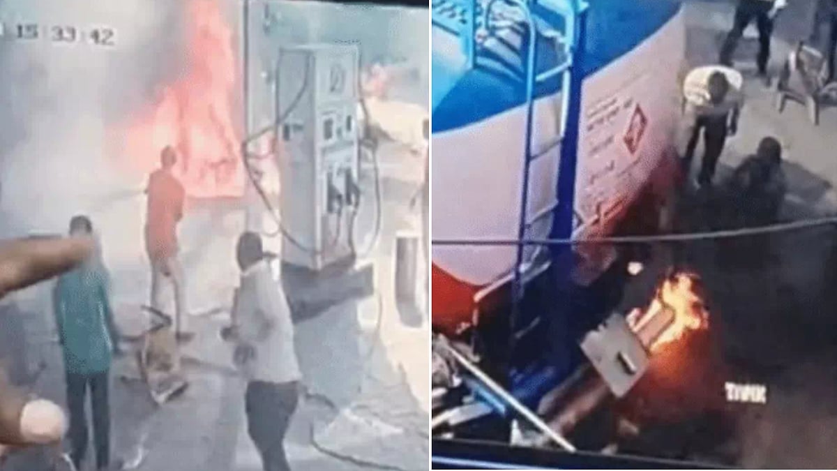 Massive Fire Erupts At Gwalior Petrol Pump, Worker Suffers 90% Burns During Tank Cleaning