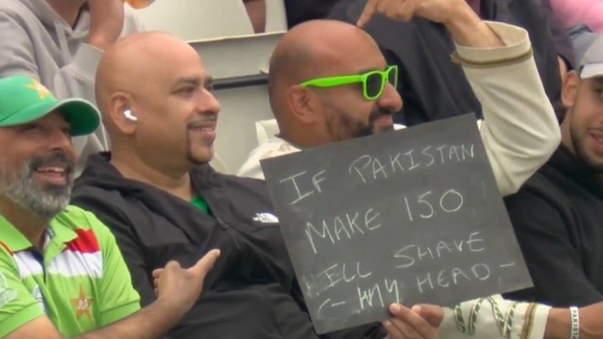 'If Pakistan Makes 150, I'll Shave My Head': Fan's Hilarious Poster Backfires As PAK Gets Bowled Out For 133 Runs Against England