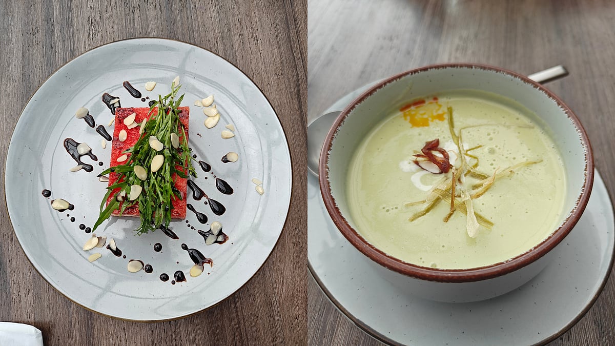 Watermelon Feta Salad and Leek Potato soup