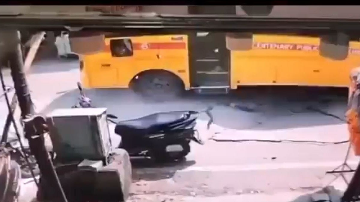 Video: Road Caves In As School Bus Passes In Haridwar, Major Mishap Averted