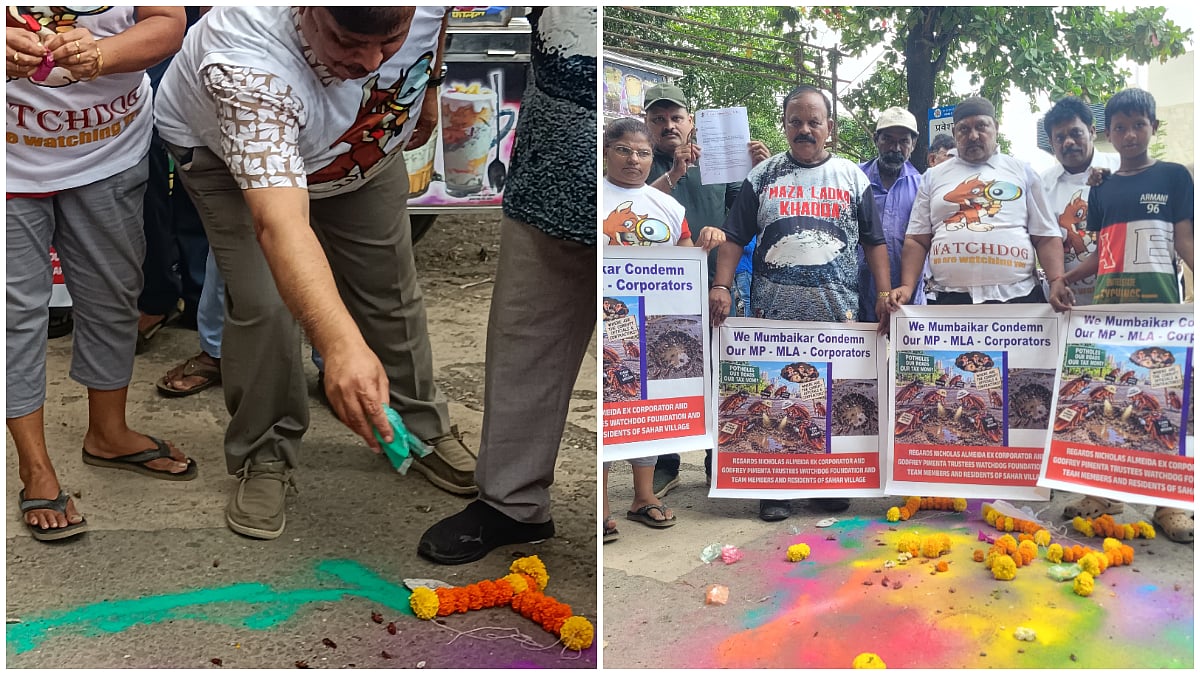 Mumbai Pothole Protest: Activists Release Cockroaches Near Sahar Metro Station To Highlight Road...