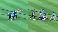 Palestinian Flag Waving Protester Runs Into Field During Yankees Mets 