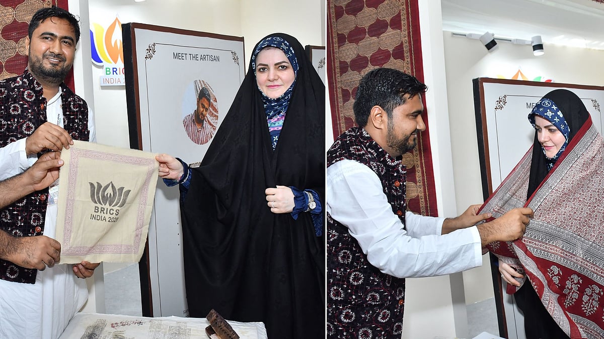 BRICS Summit 2026: Iranian President’s Daughter Zahra Pezeshkian Tries MP’s Centuries-Old Bagh Print Art