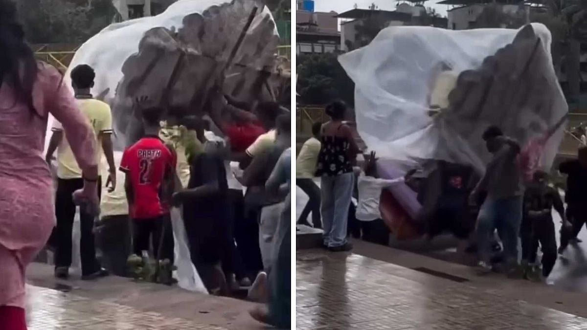 VIDEO: 4–5 Devotees Escape Unhurt As Ganesh Idol Falls Amid Sudden Rainfall In Nalasopara