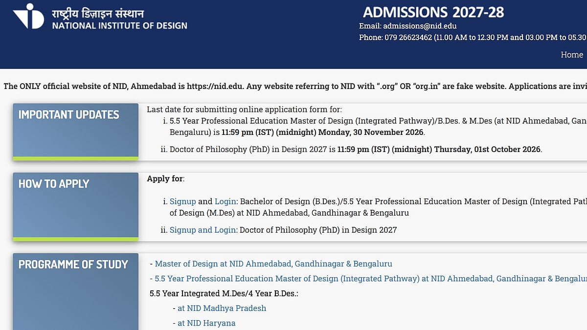 NID DAT 2027 Registration Begins At admissions.nid.edu; Apply By November 30, Check Dates, Fee & Documents
