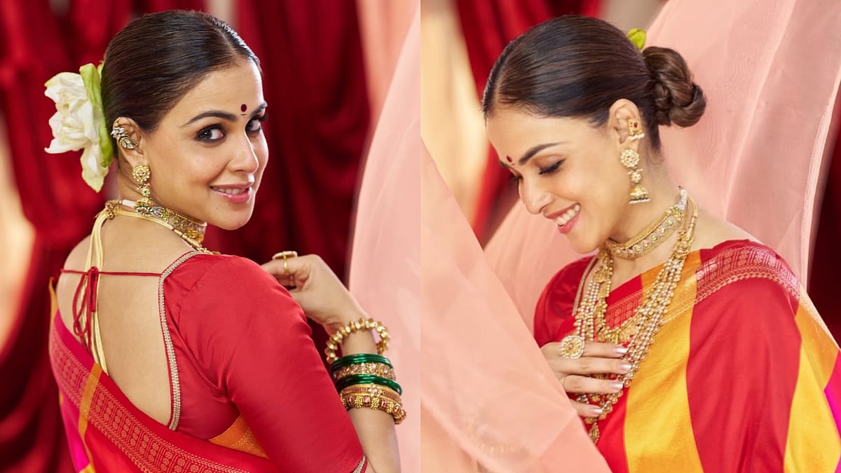 Genelia Deshmukh Goes Full Maharashtrian Mood For Ganesh Chaturthi 2026 In Vibrant Saree, Layers Of Gold Necklaces 