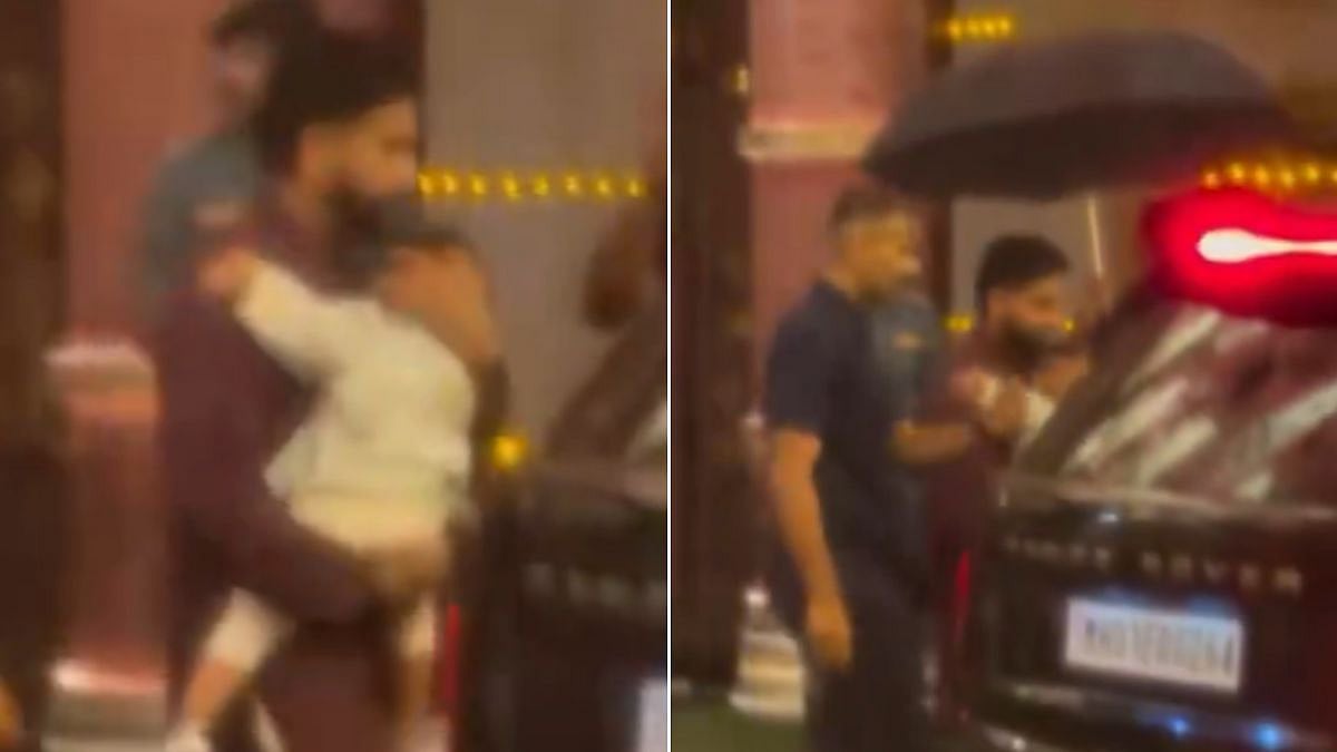 Rohit Sharma Shields Son Ahaan From Rain At Ambani Ganpati Celebrations, Viral Video Wins Hearts