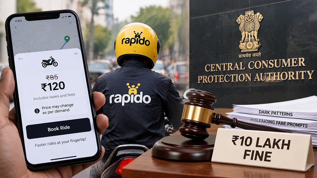 CCPA Fines Rapido ₹10 Lakh For Alleged Dark Patterns, Misleading Fare Prompts In Ride Bookings