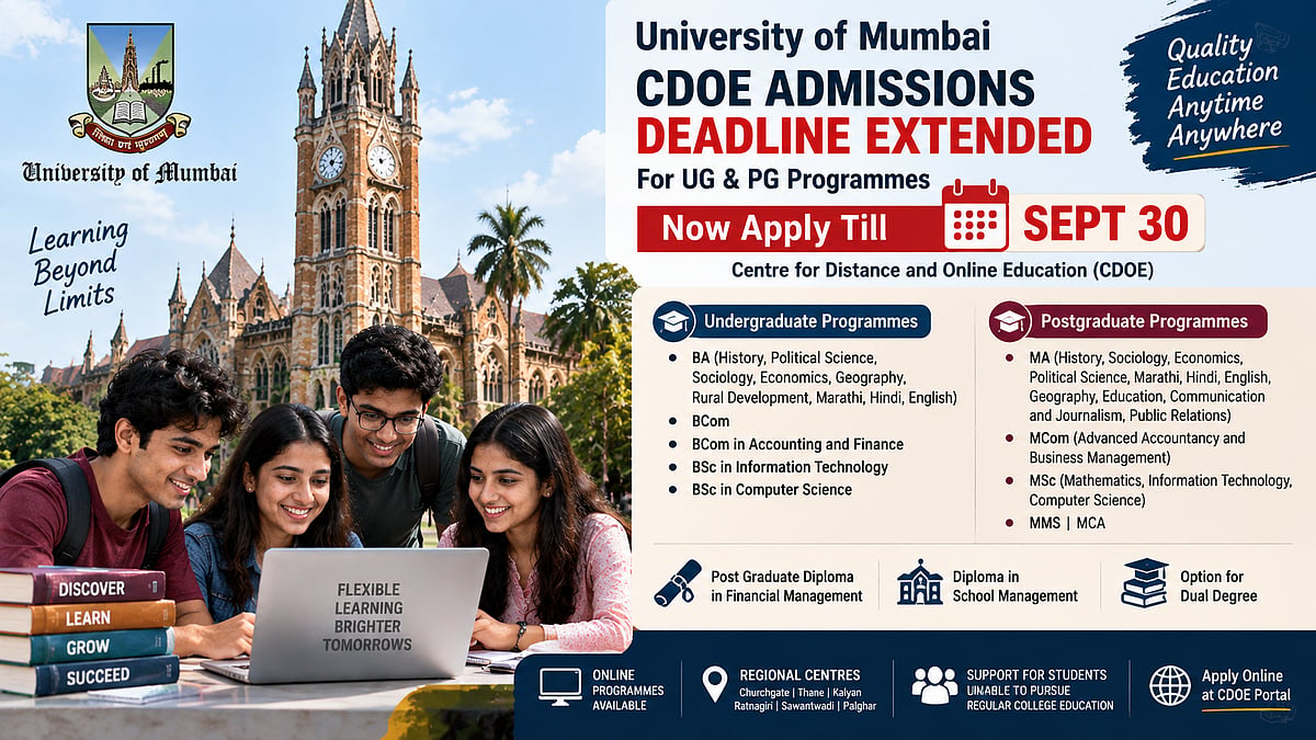 Mumbai University Extends CDOE Admissions Deadline Till September 30 For UG And PG Programmes Under NEP