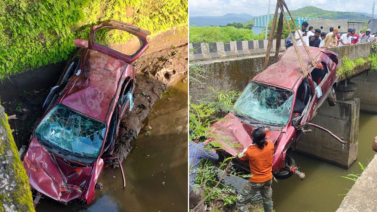 Khalapur Accident: Alto Crashes Through Bridge Railing, Falls Off Old Mumbai-Pune Highway; 2 Injured