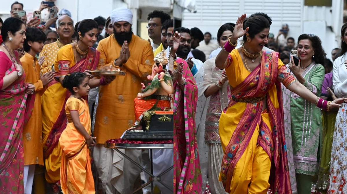 Video: Shilpa Shetty Dances Her Heart Out During Ganpati Visarjan Outside Mumbai Residence, Raj Kundra And Shamita Shetty Join