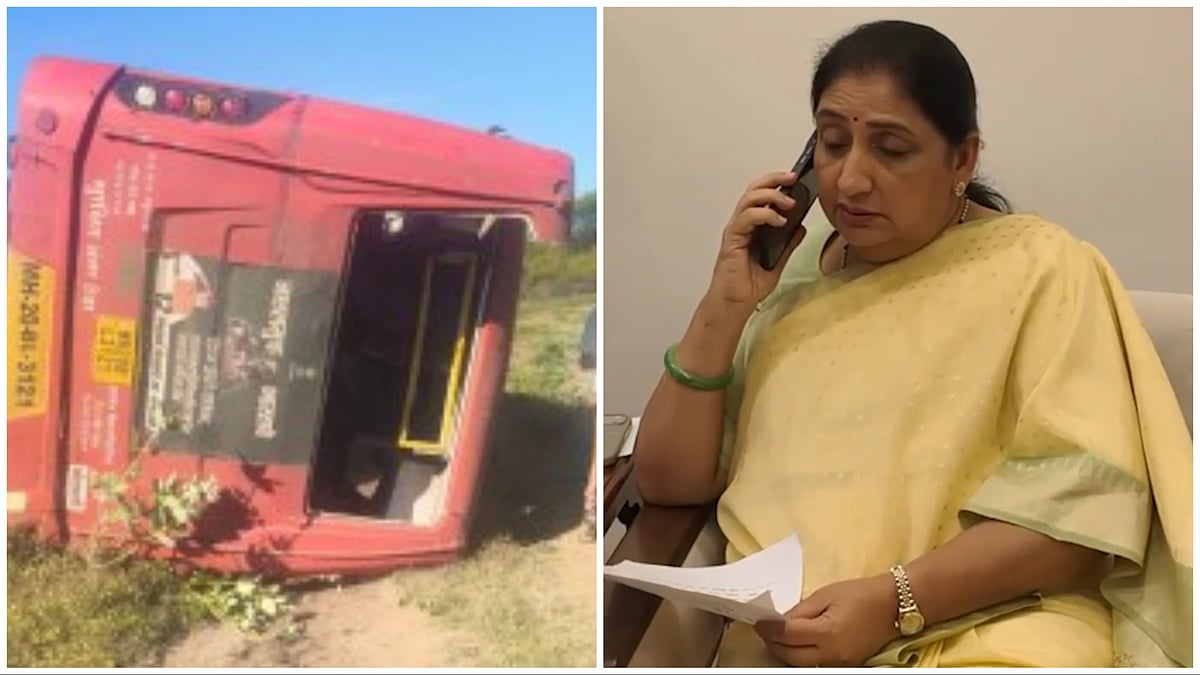 Pune: MSRTC Bus Carrying Schoolchildren Overturns At Supe Ghat; 4 Injured, Sunetra Pawar Checks On Students