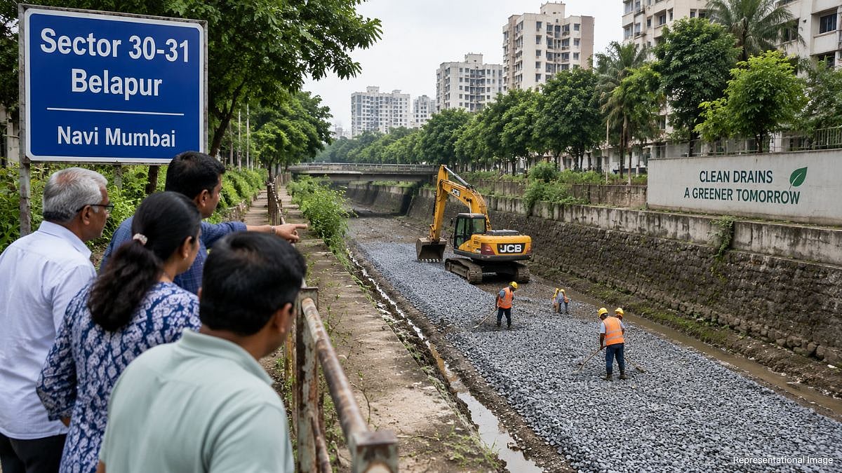 Navi Mumbai: Belapur Sector 30-31 Residents Question Gravel Work In Natural Drain, Seek NMMC Inspection And Clarification