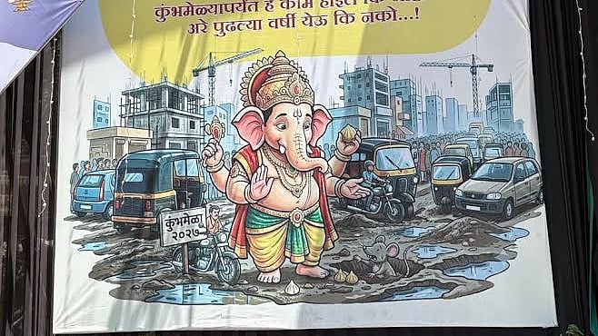 Nashik: ‘Should I Come Back Next Year?’ Ganeshotsav Tableau Takes Aim At City’s Potholes