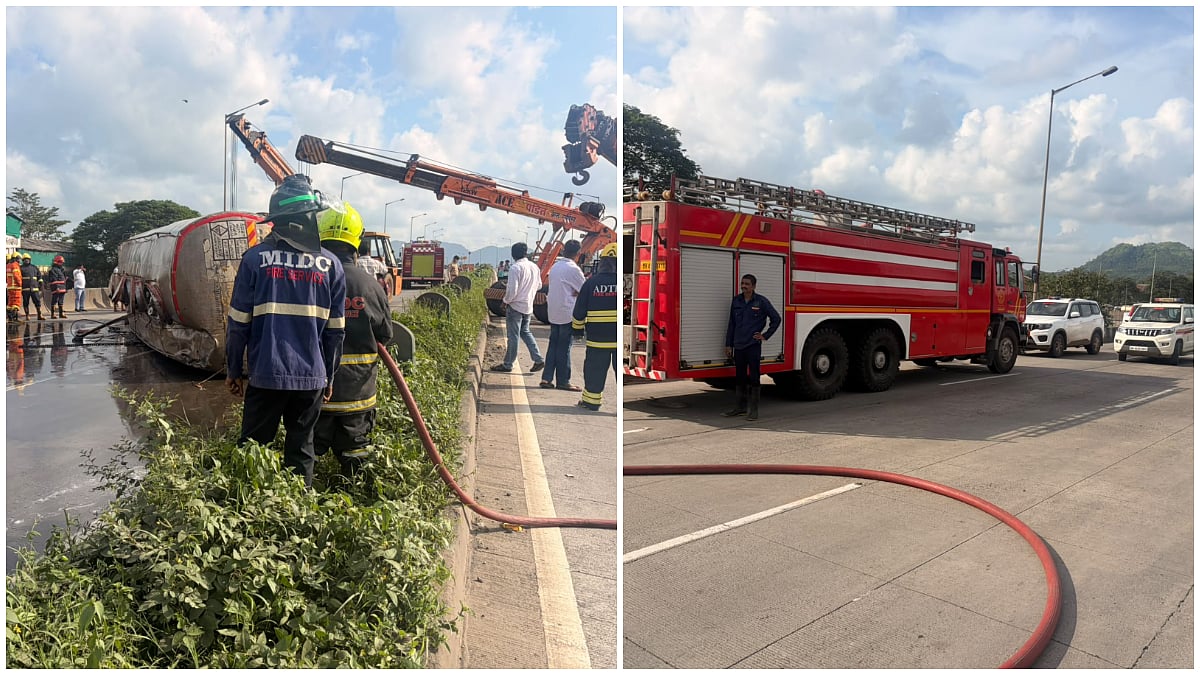 Chemical Tanker Overturns On Palghar's Charoti Bridge, Driver Suffers Minor Injuries
