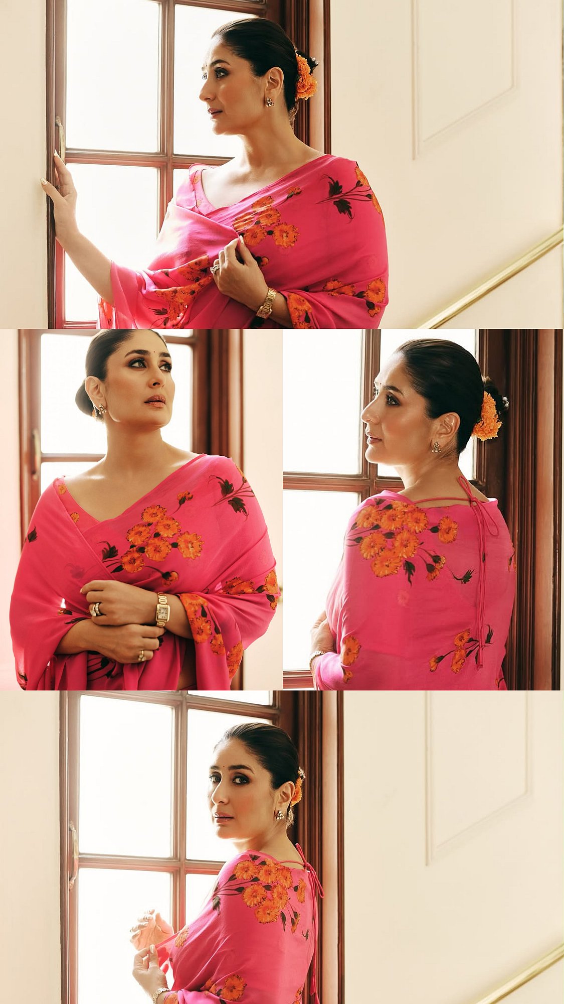 Kareena Kapoor Khan Redefines Festive Glamour In Custom Hand-Painted Marigold Saree