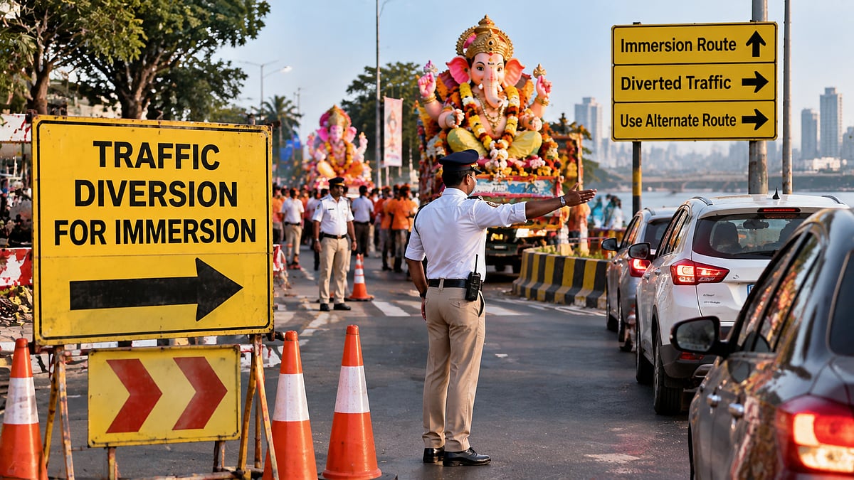 Navi Mumbai Traffic Restrictions Announced For Ganesh Immersions Across Vashi, Panvel & Other Areas