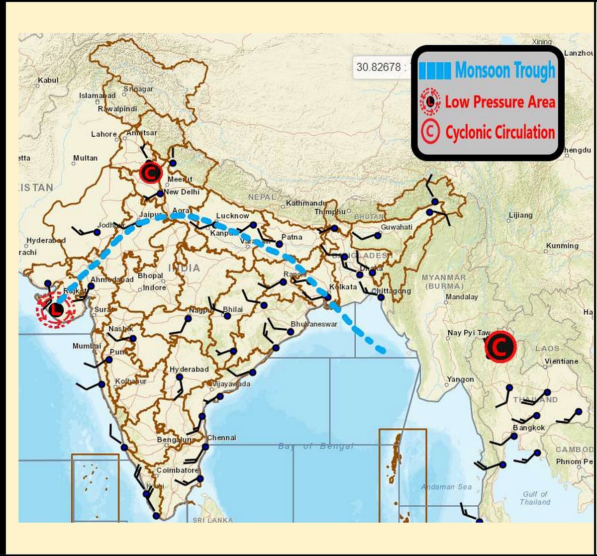 Weather systems affecting Madhya Pradesh at present