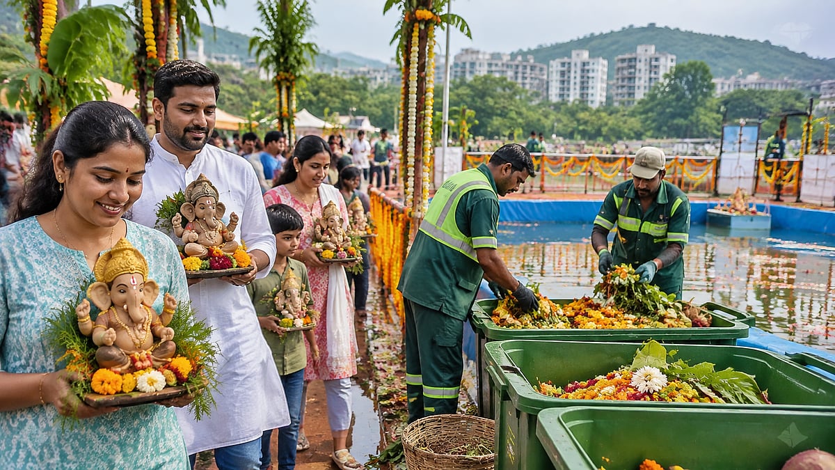Panvel Sees Rise In Eco-Friendly Ganesh Idols, Nirmalya Collection During Ganeshotsav
