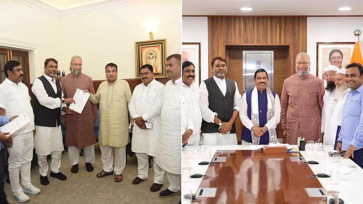 AIMIM Chief Asaduddin Owaisi Meets Nitin Gadkari, Pralhad Joshi Over Highway, Road Safety & AMU Kishanganj Centre Development
