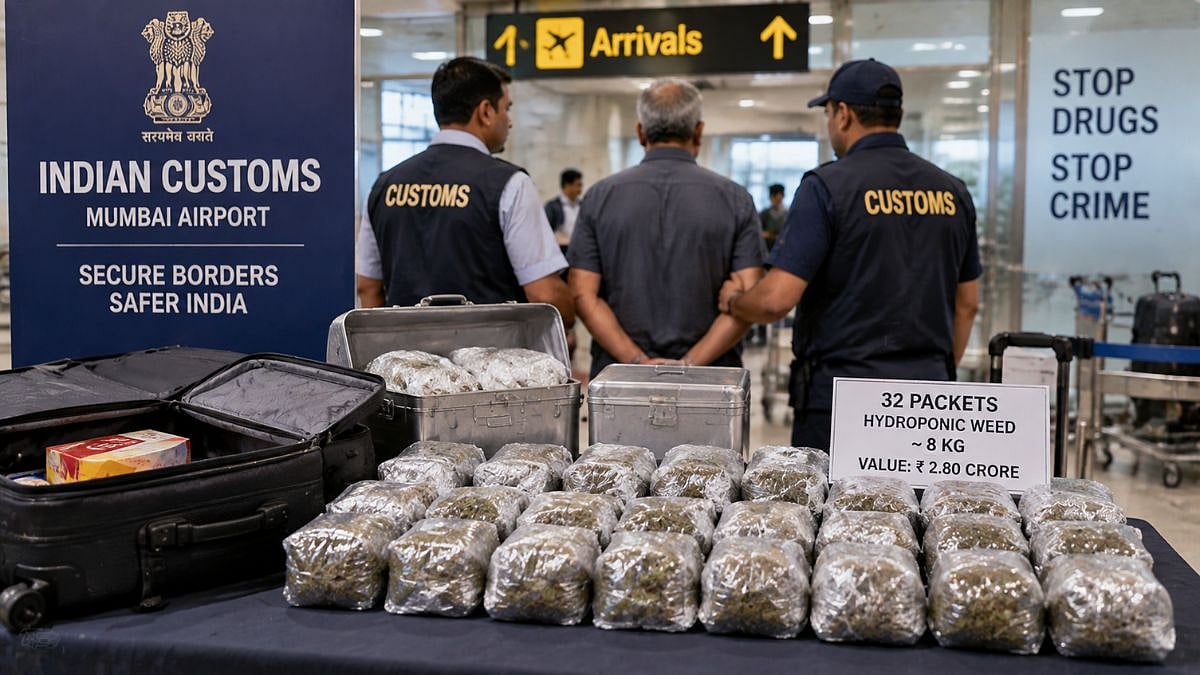 Mumbai Airport Customs Arrests 62-Year-Old Vikhroli Man For Alleged Smuggling Of ₹2.80-Crore Hydroponic Weed