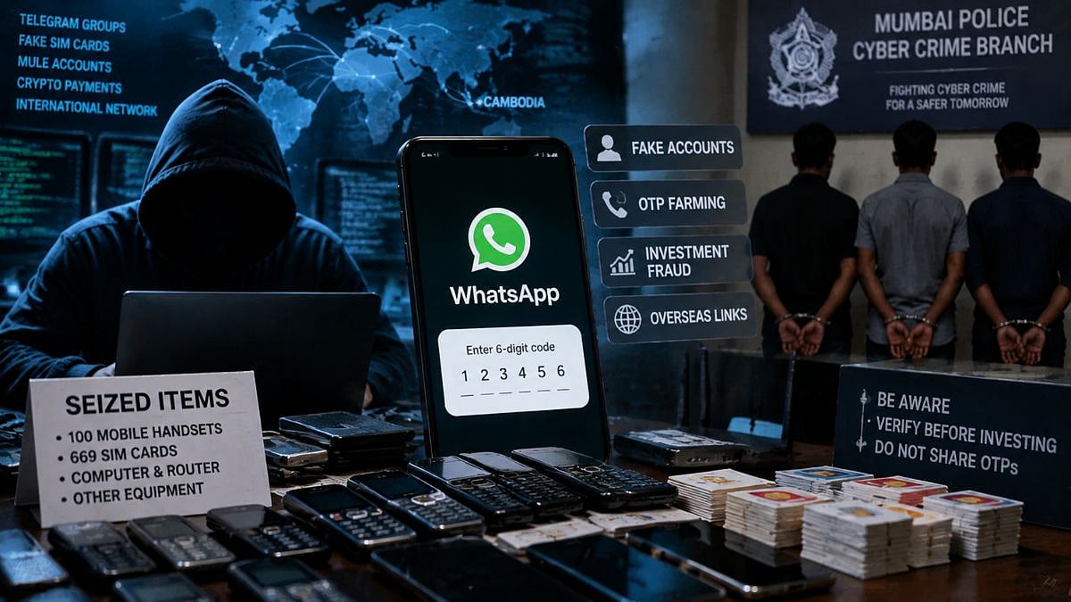 Mumbai Cyber Crime: OTP Farming Network Busted For Supplying Fake WhatsApp Accounts To Investment Fraudsters