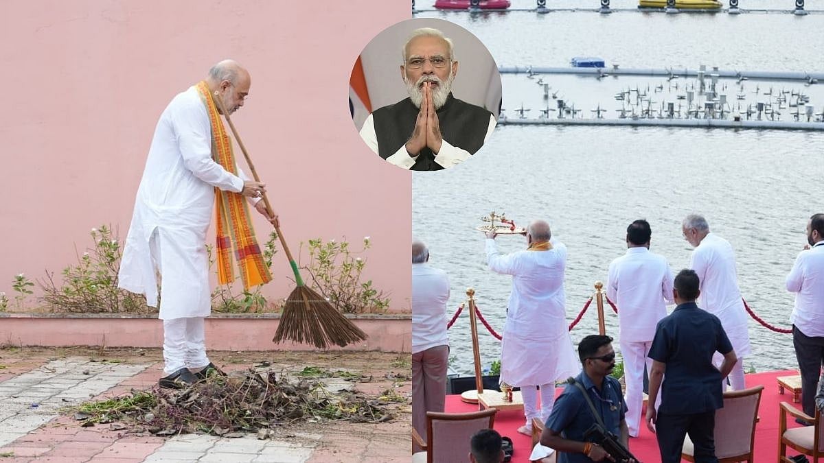 Vadnagar Marks PM Modi’s 76th Birthday With Cleanliness Drive And Grand Maha Aarti Led By Home Minister Amit Shah