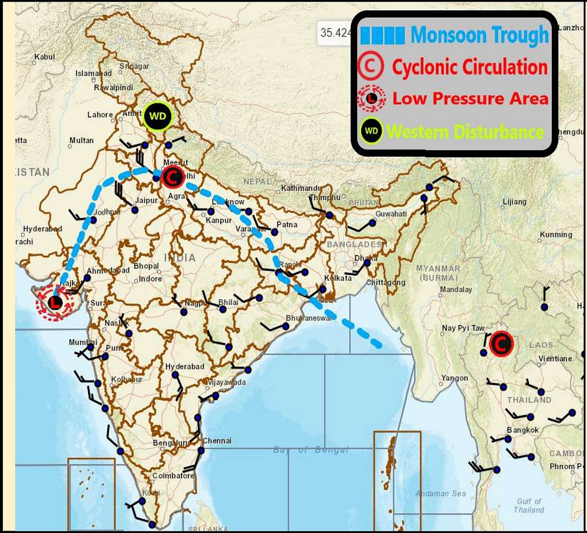 Weather systems affecting Madhya Pradesh at present 
