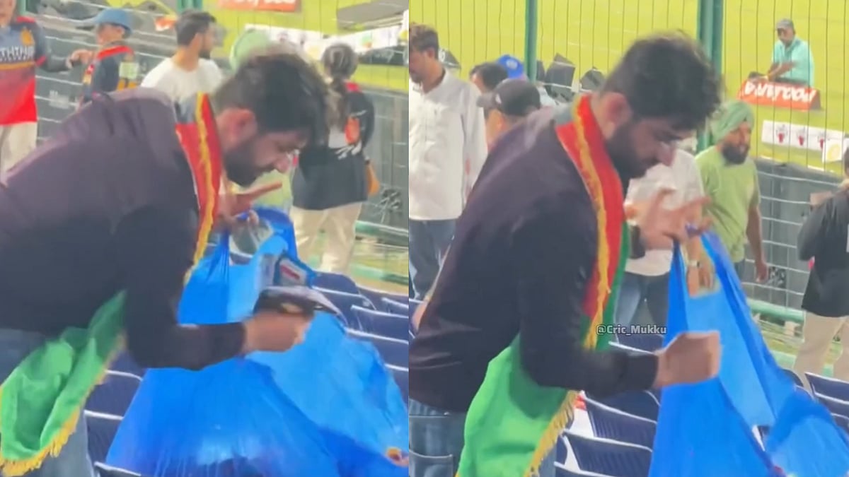 Afghanistan Fan Wins Hearts After Picking Up Garbage From Stands Following 3rd T20I Against Team India | Video