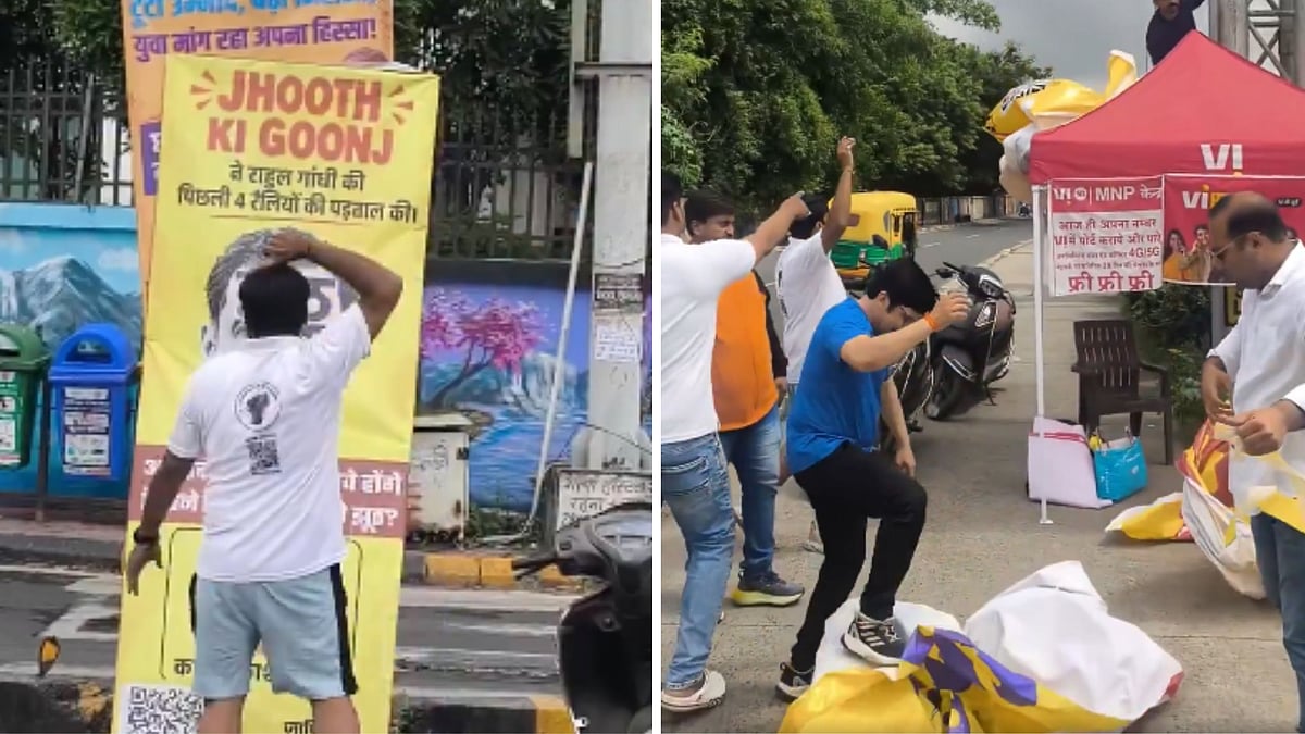 'Jhooth Ki Goonj' Posters Target Rahul Gandhi Ahead Of 'Chhatron Ki Goonj' In Indore | VIDEO