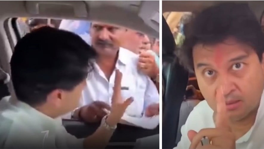 Union Minister Jyotiraditya Scindia  Viral Video: 'Aisi Bhasha Ka Upyog Mujhse Mat Karna...' Maharaj Snaps At Man Demanding Accountability For Poor Roads In Guna