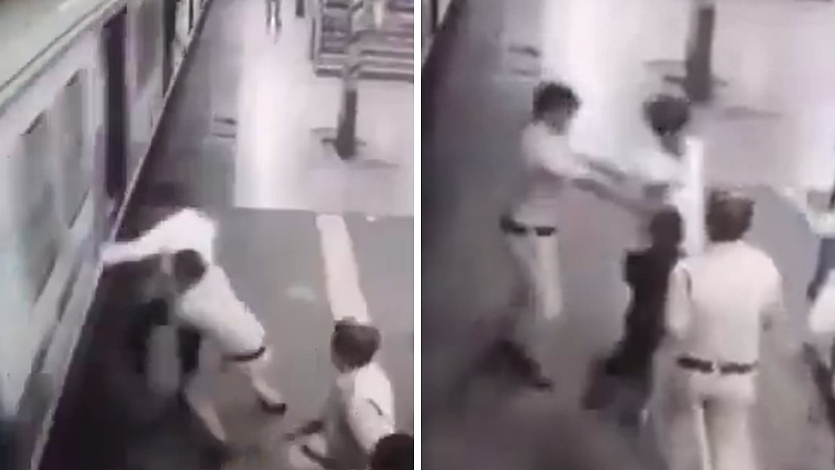Jogeshwari Station CCTV Video: RPF Jawan Saves Passenger From Falling Between Moving Mumbai Local Train & Platform; Wins Praise Online