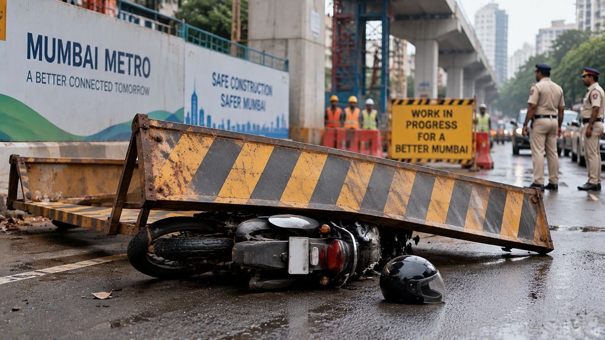Mumbai Tragedy: 54-Year-Old Man Killed After Metro Work Iron Barricade Falls On Moving Bike In Vikhroli