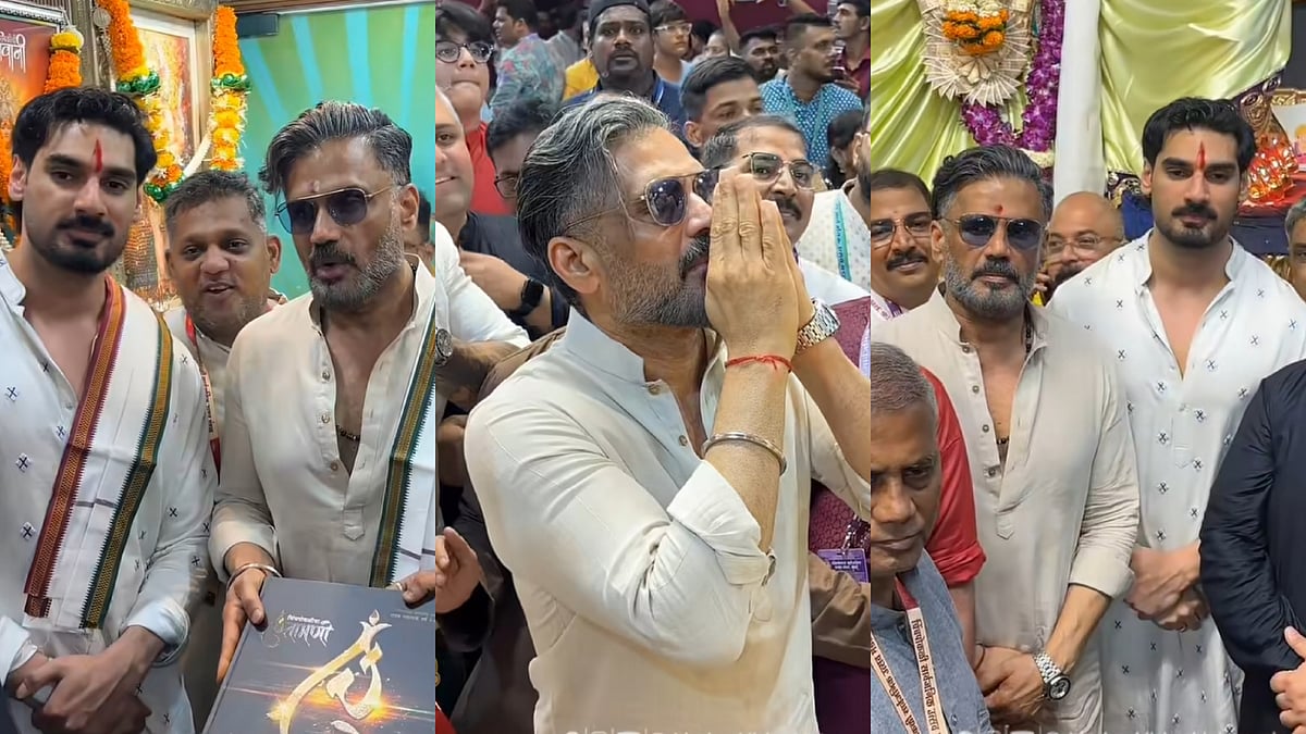Suniel Shetty With Son Ahan Seeks Mumbai’s Iconic Chinchpokli Cha Chintamani Darshan Amid Huge Crowd – Watch