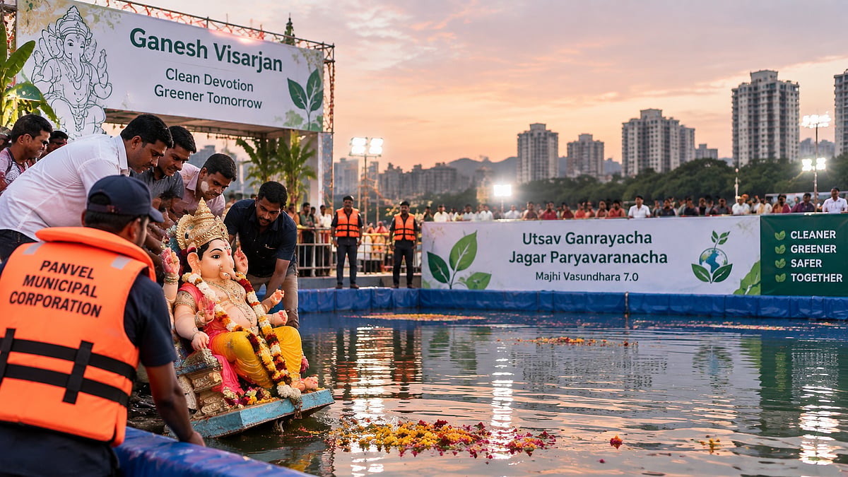 11,280 Ganesh Idols Immersed Across Panvel Municipal Corporation Areas As Civic Body Ensures Eco-Friendly Celebrations