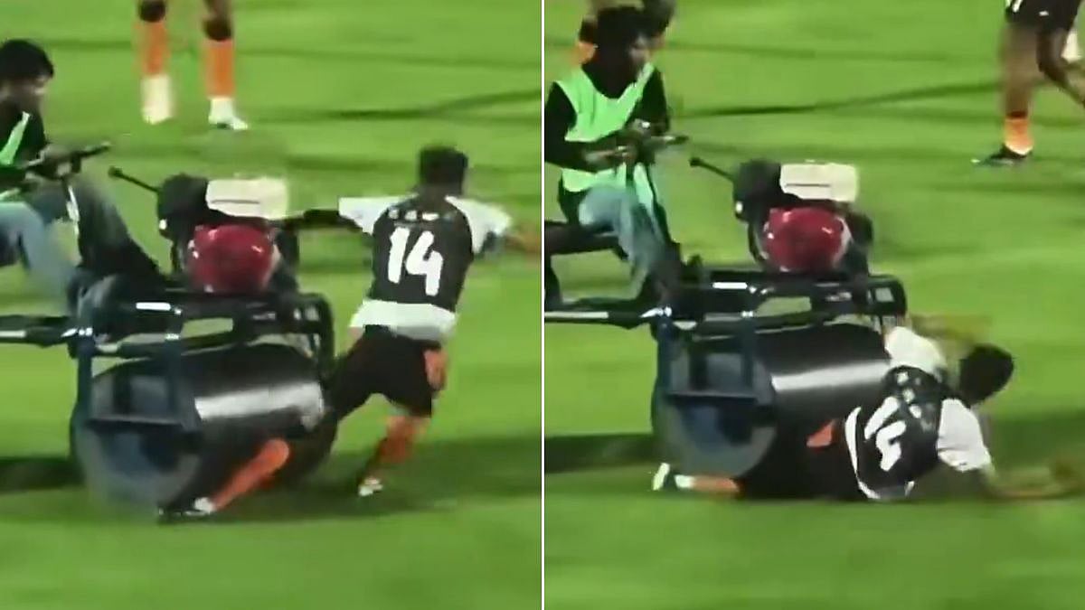 Bizarre Scenes! Ex-England Footballer Escapes Serious Injury After Being Run Over By Pitch Roller; Video Viral