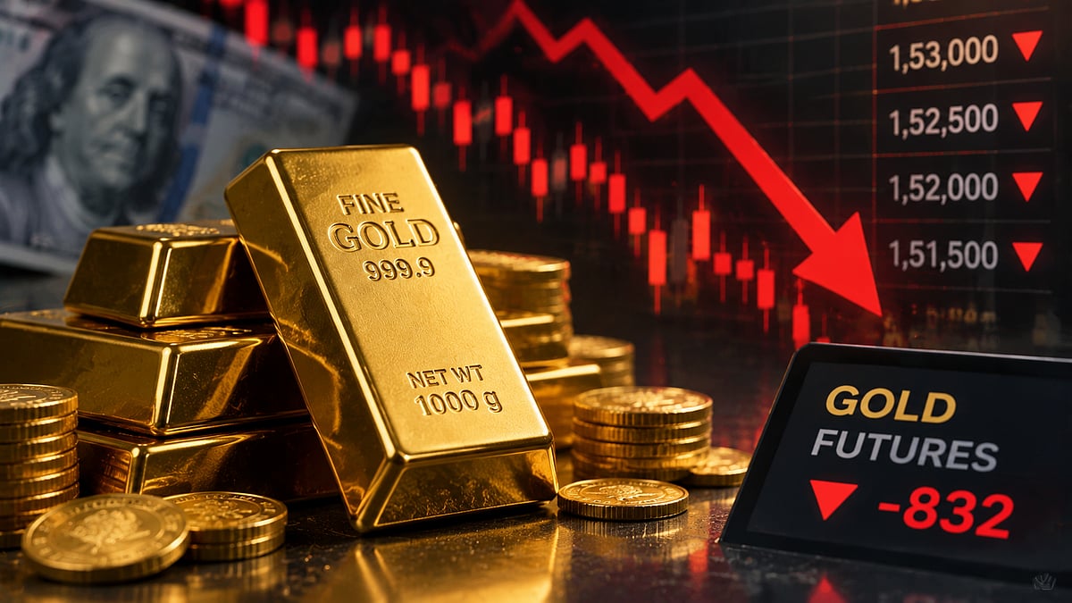 Gold Futures Fall ₹832 To ₹1.53 Lakh Per 10 Gram As Strong Dollar Triggers Profit Booking