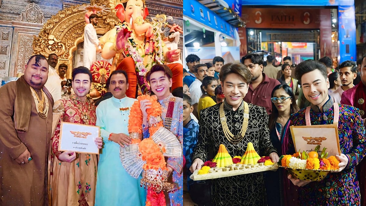 Thai Tourists Go Pandal Hopping In Mumbai; Offer Massive Currency Garland To Lalbaugcha Raja | WATCH